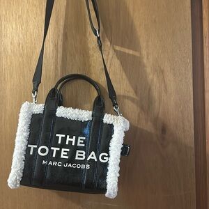 Sheep fur black and white Marc Jacob’s cross body tote bag